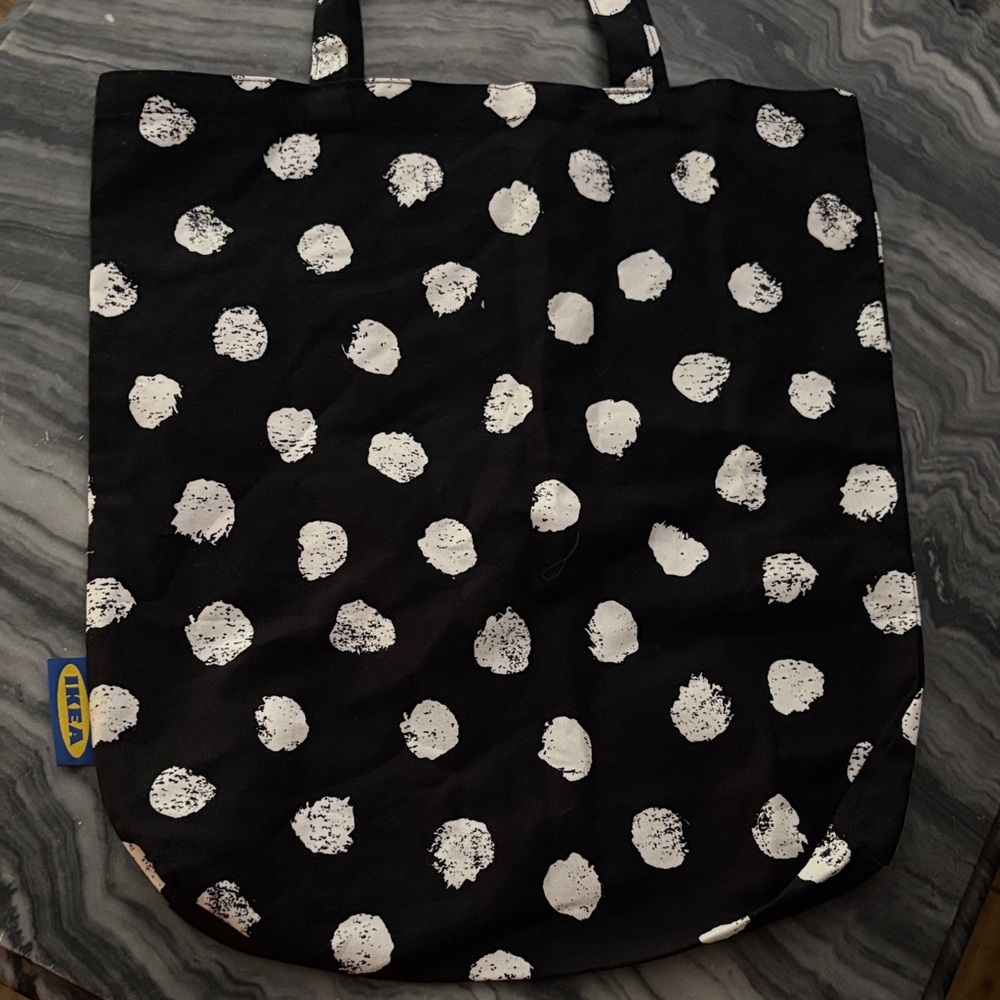 IKEA Black Tote with White Dots